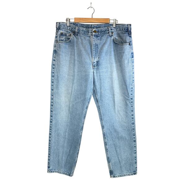 Carhartt Tapered Straight Traditional Fit Denim Jeans Light Wash Blue 40x29 - Picture 1 of 14